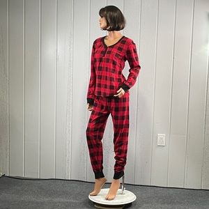 *#followme Jogger Women’s Buffalo Plaid 2 Piece Pajama Set Sz L